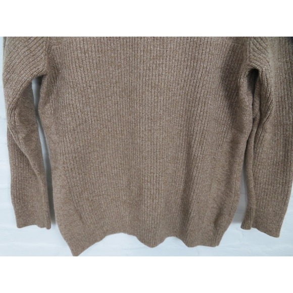 L.L.Bean Sweater Mens XL Brown Merino Lambswool Quarter Zip Mock Neck Rib Knit - Picture 3 of 7